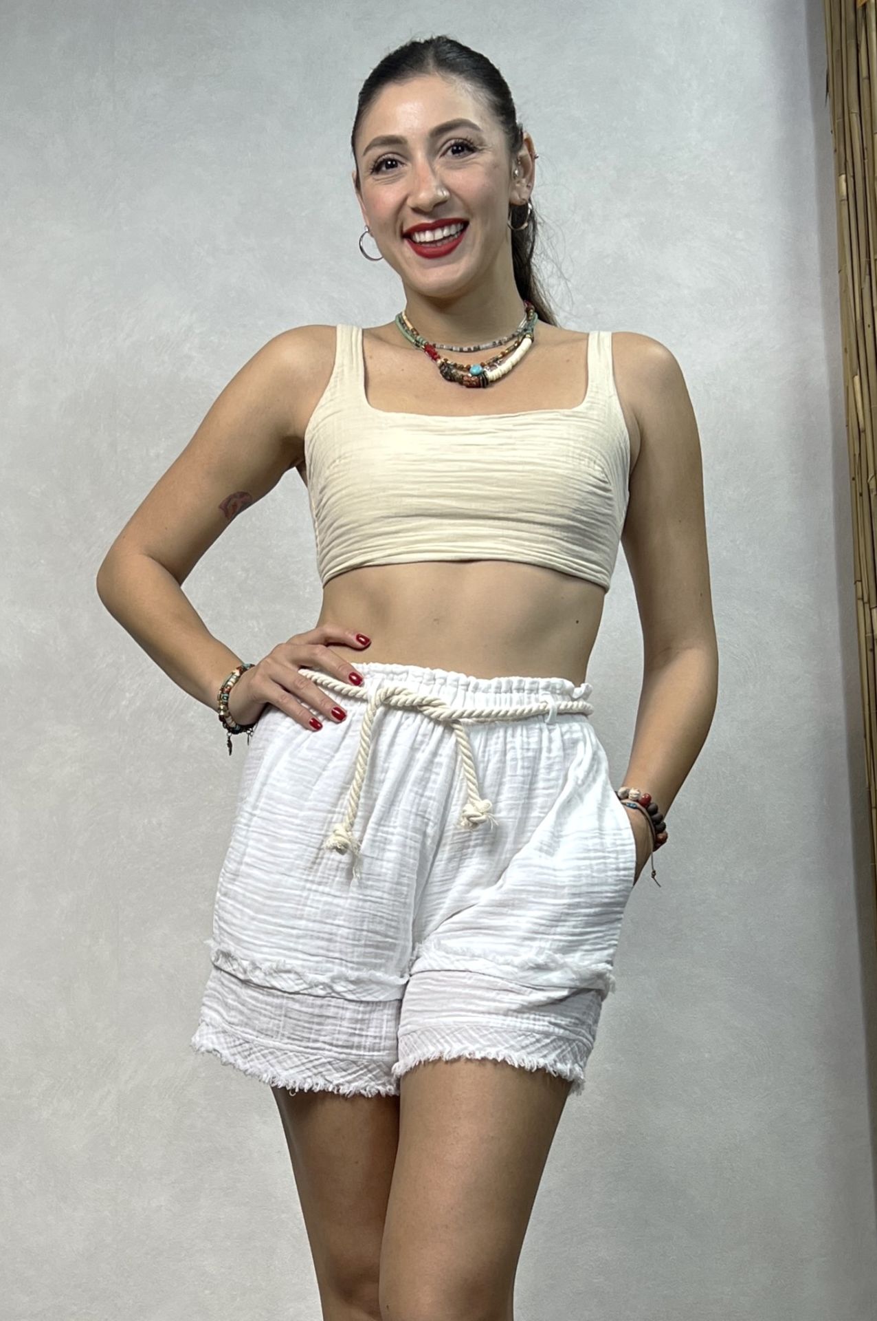 Juno Müslin Crop - Bej