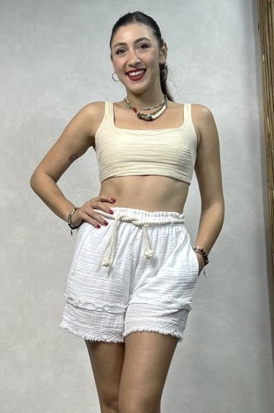 Juno Müslin Crop - Bej