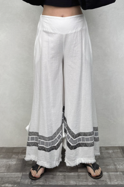 Frig Ağaç Baskı Pantolon - Beyaz