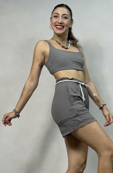 Juno Müslin Crop - Antrasit