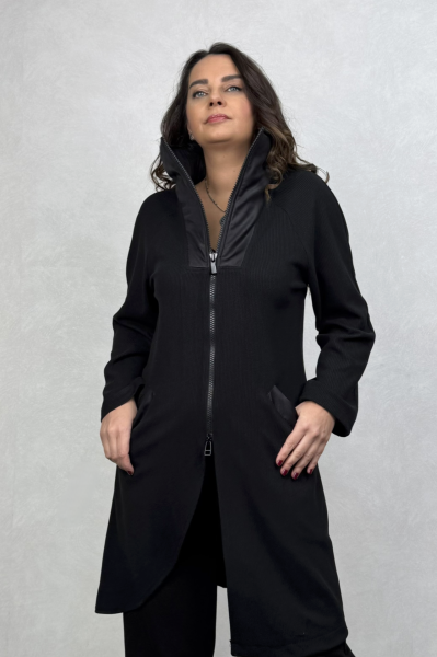 Lamante Straps Uzun Triko Ceket - Siyah