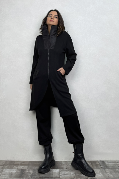 Lamante Straps Uzun Triko Ceket - Siyah