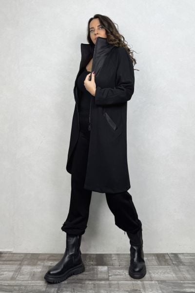 Lamante Straps Uzun Triko Ceket - Siyah