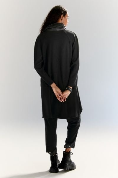 Lamante Straps Uzun Triko Ceket - Siyah