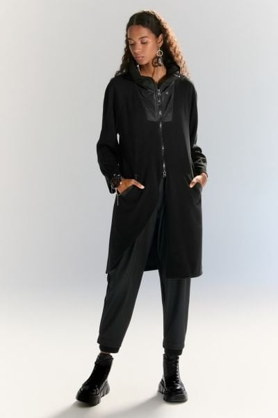 Lamante Straps Uzun Triko Ceket - Siyah