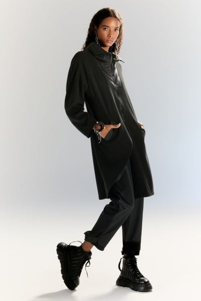 Lamante Straps Uzun Triko Ceket - Siyah