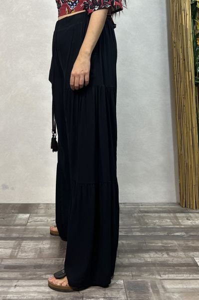 Pileli Salaş Pantolon - Siyah