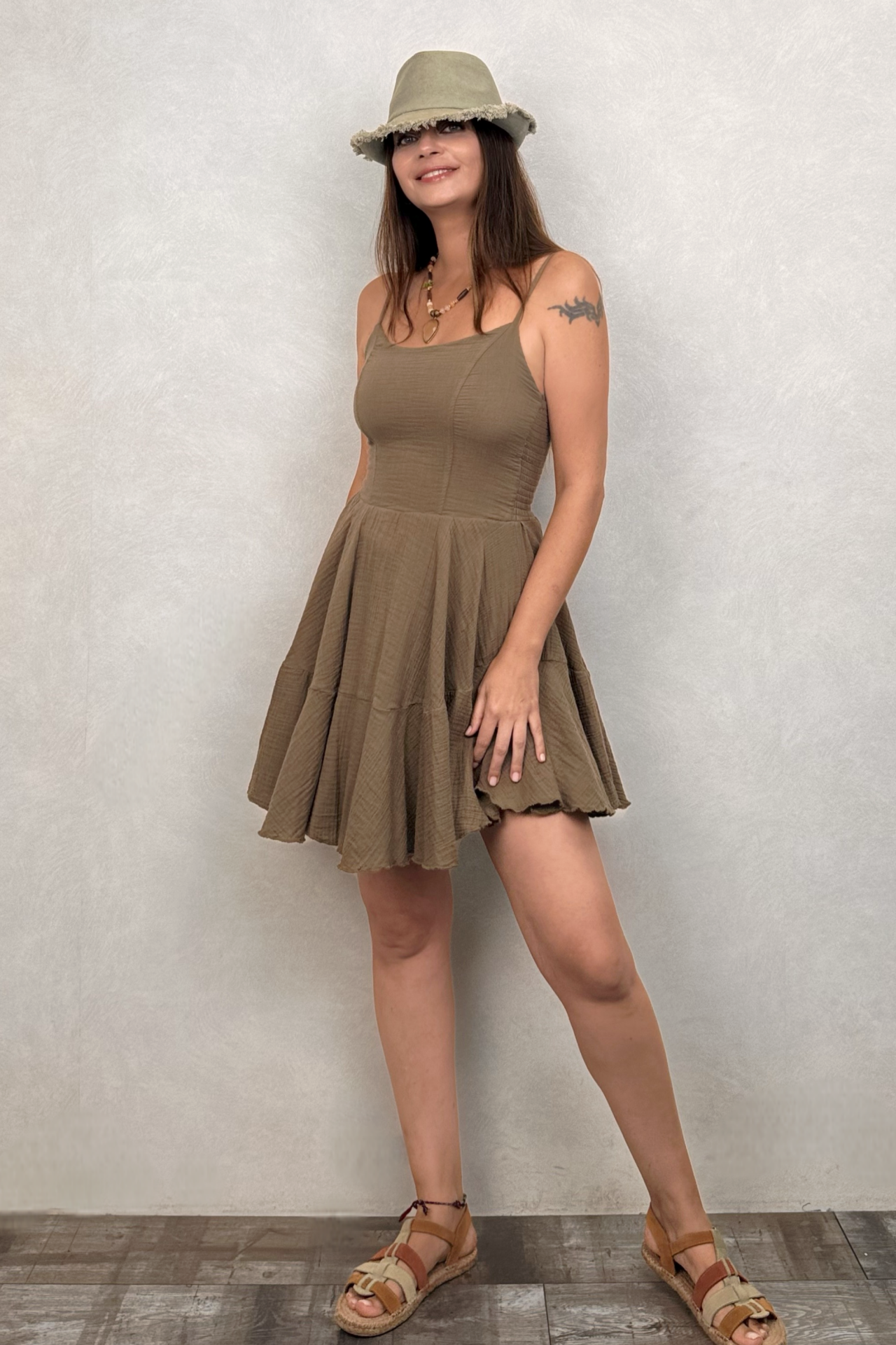Mitra Fit Tulum Elbise Neutral Brown - Doğal Kahve