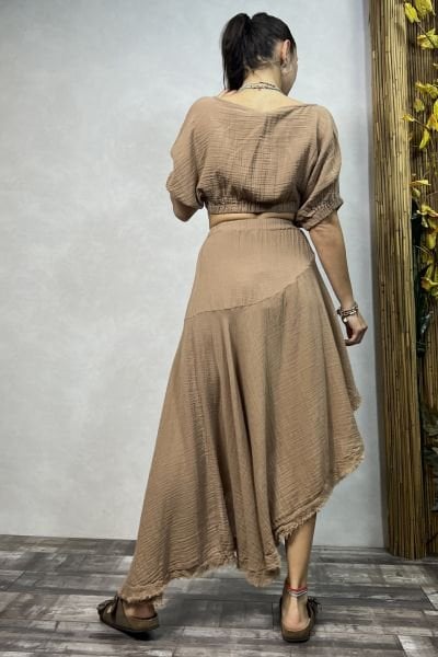 Flora Müslin Etek Praline- Kahve