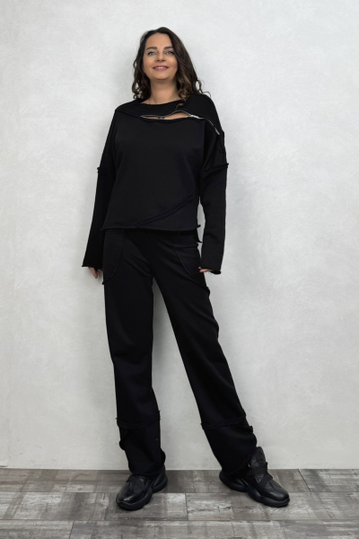Lamante Bloom Paça Detaylı Pantolon- Siyah