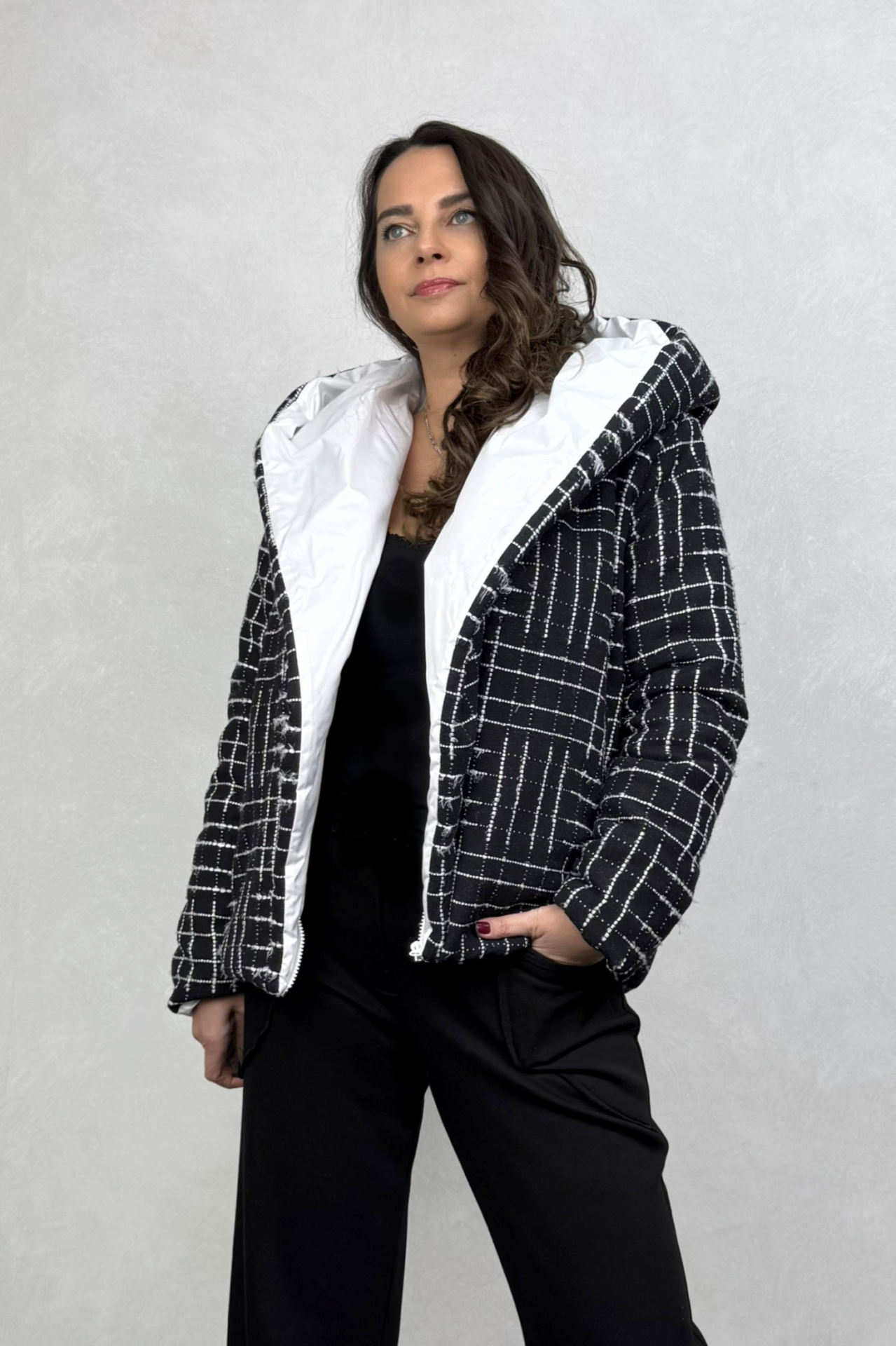 Lamante Bomber Mont - Siyah Beyaz