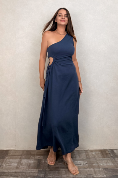 Diana Tek Omuz Elbise Midnight Navy - Lacivert