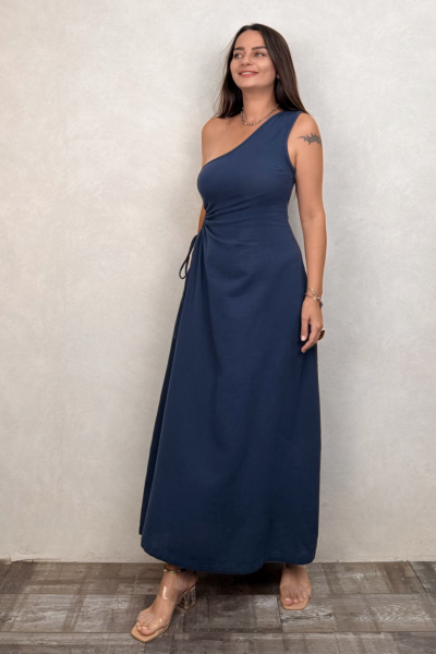 Diana Tek Omuz Elbise Midnight Navy - Lacivert
