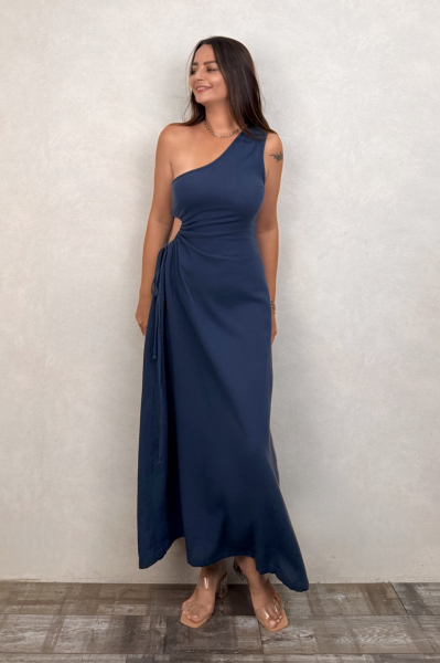 Diana Tek Omuz Elbise Midnight Navy - Lacivert