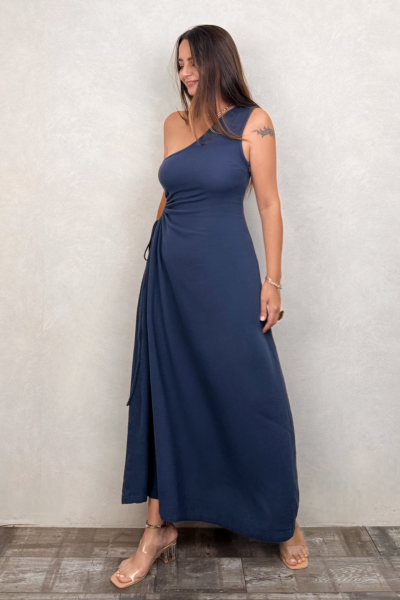 Diana Tek Omuz Elbise Midnight Navy - Lacivert