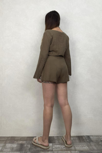 Echo Şortlu Tulum - Neutral Brown -Doğal Kahve