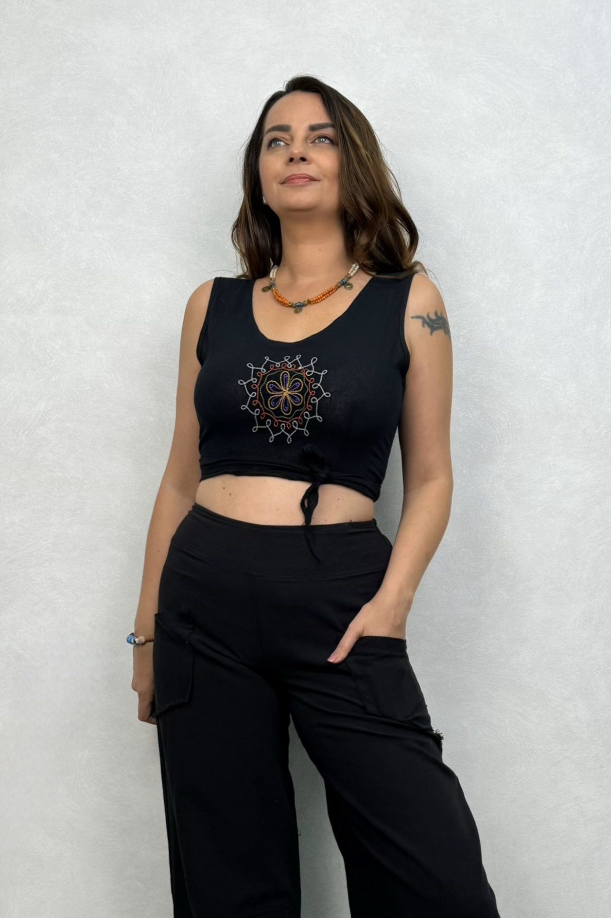 Fuga Crop Bluz- Siyah