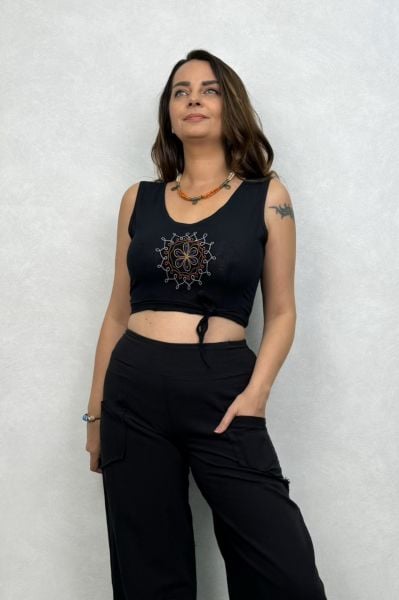 Fuga Crop Bluz- Siyah