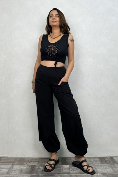 Fuga Crop Bluz- Siyah