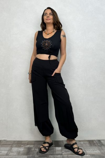 Fuga Crop Bluz- Siyah