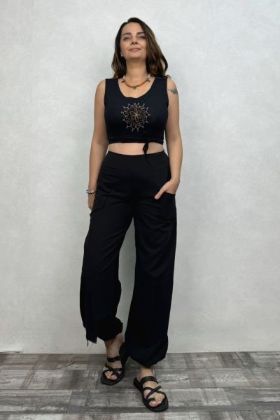 Fuga Crop Bluz- Siyah