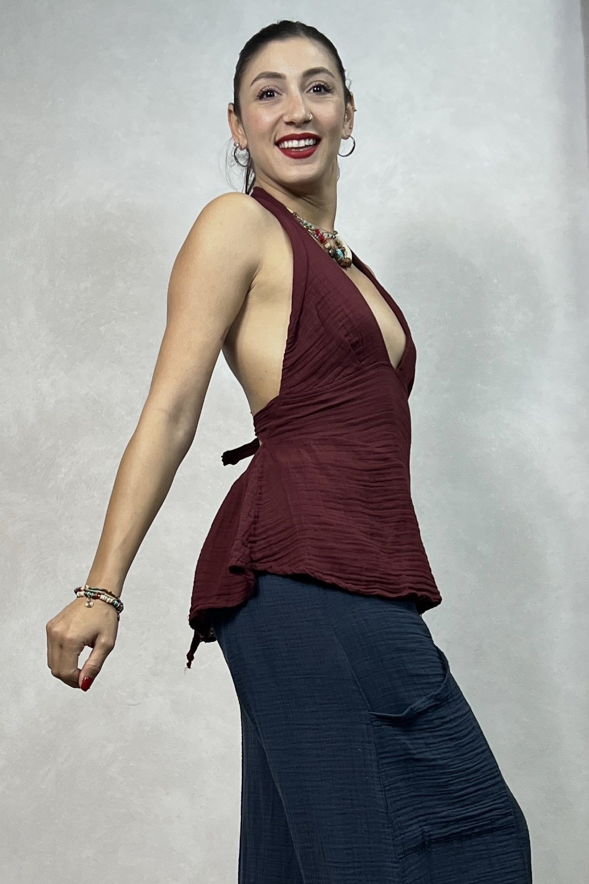 Duo Müslin Bluz Ruby Wine- Şarap