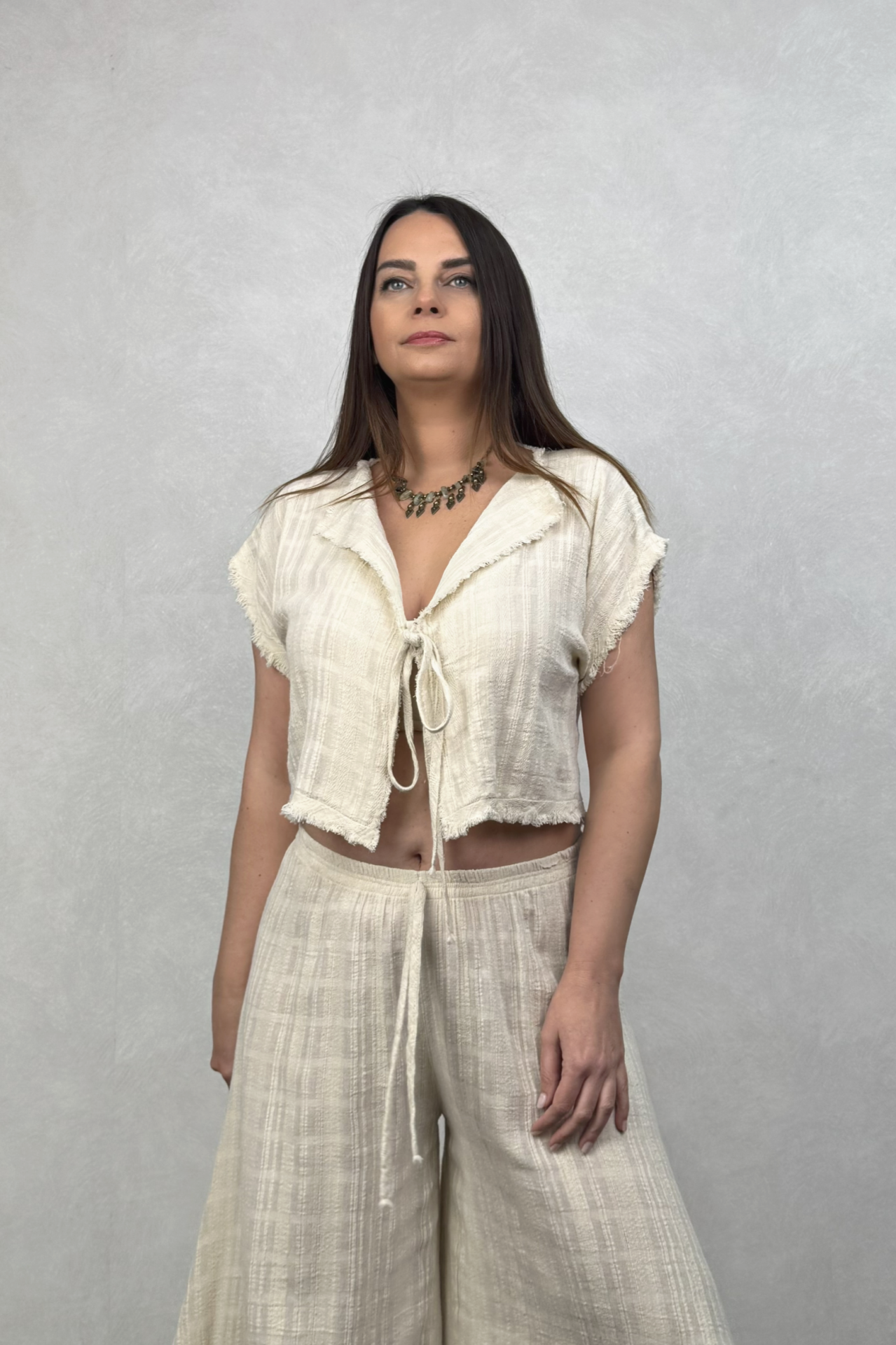 Vialis Müslin Bluz White - Bej
