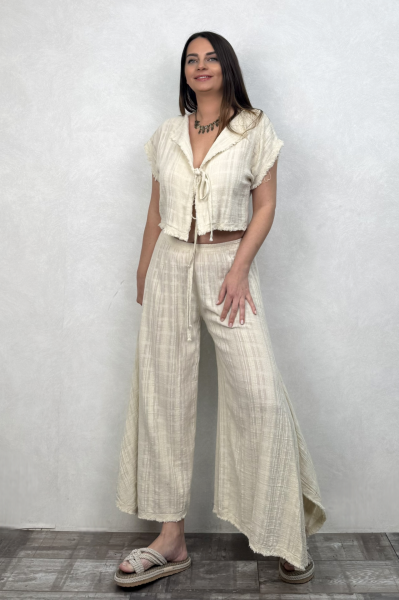 Vialis Müslin Bluz White - Bej