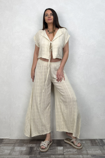 Vialis Müslin Bluz White - Bej