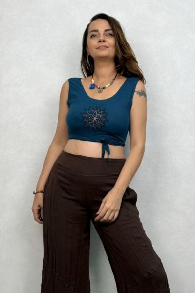 Fuga Crop Bluz- Petrol