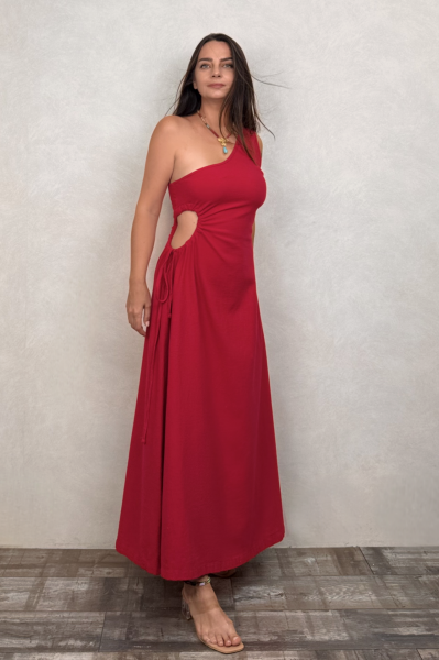 Diana Tek Omuz Elbise Barbados Cherry - Vişne