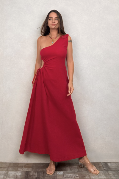 Diana Tek Omuz Elbise Barbados Cherry - Vişne