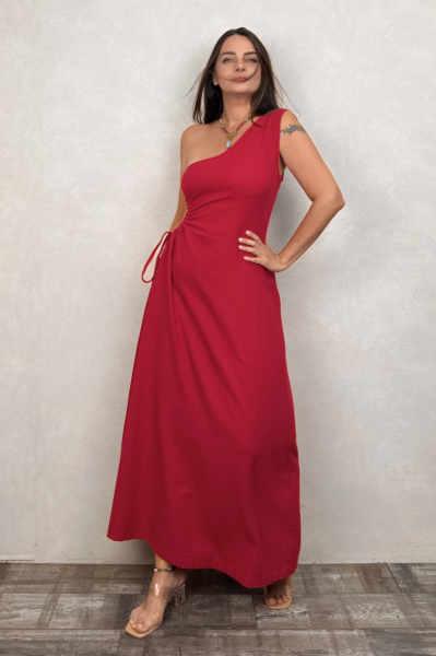 Diana Tek Omuz Elbise Barbados Cherry - Vişne