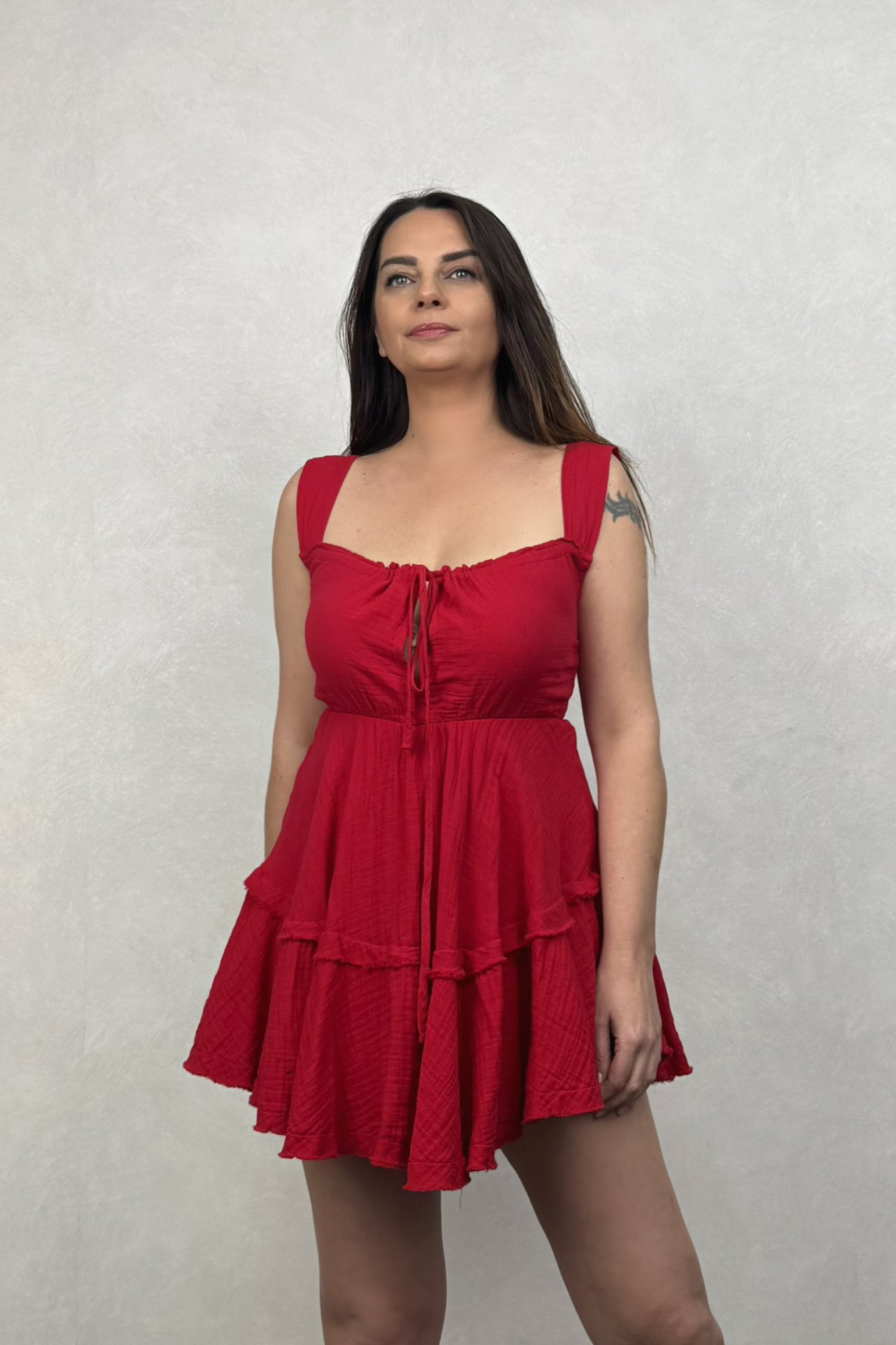 Momos Fırfırlı Tulum Elbise Barbados Cherry - Vişne