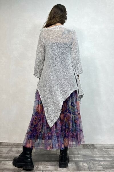 Asimetrik Merserize Tunik - Gri