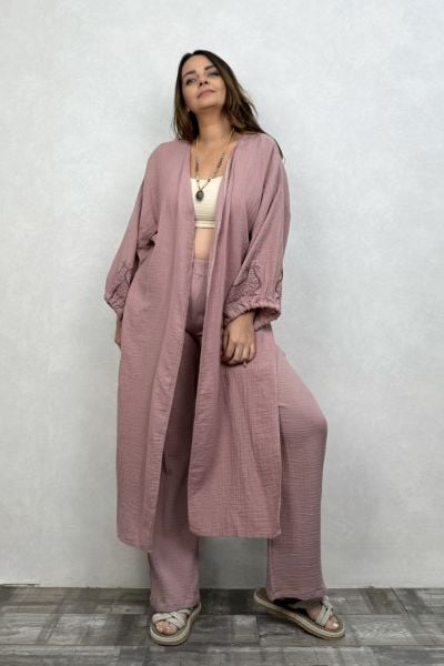 Şahmeran Müslin Kaftan Wood Rose - Yaban Gülü