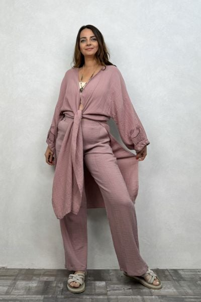 Şahmeran Müslin Kaftan Wood Rose - Yaban Gülü