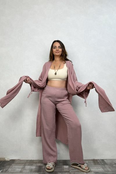 Şahmeran Müslin Kaftan Wood Rose - Yaban Gülü