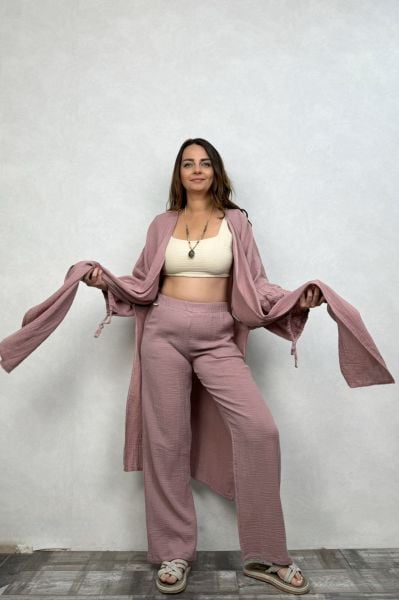Şahmeran Müslin Kaftan Wood Rose - Yaban Gülü