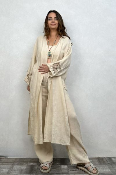 Şahmeran Müslin Kaftan - Bej