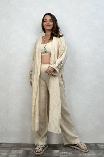Şahmeran Müslin Kaftan - Bej