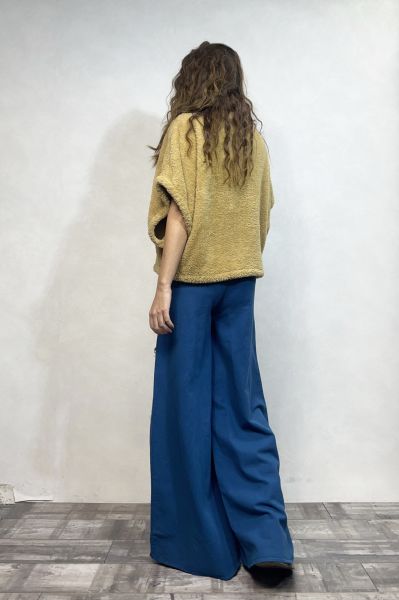 Yama Detaylı Gabardin Pantolon - Petrol Mavi