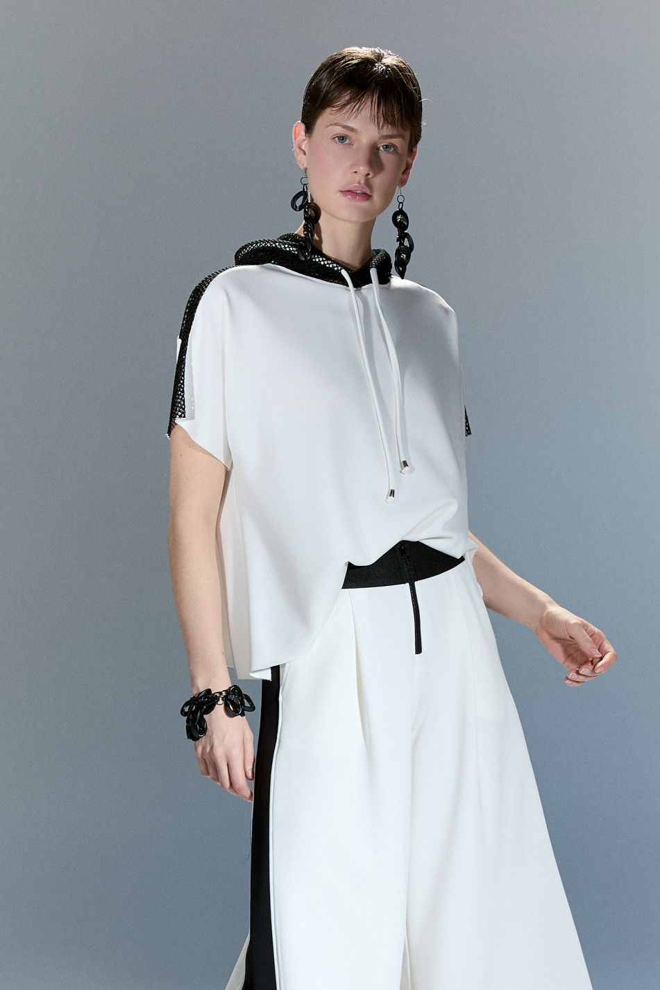 Lamante Nona Modal Kapşonlu Bluz - Beyaz