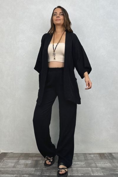 Ceres Müslin Kimono - Siyah