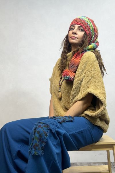El Örgüsü Batik Kukuletalı Bere 2- Renkli