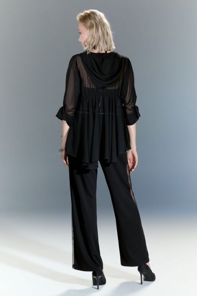 Lamante Tül Kapşonlu Bluz - Siyah