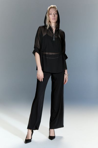 Lamante Tül Kapşonlu Bluz - Siyah