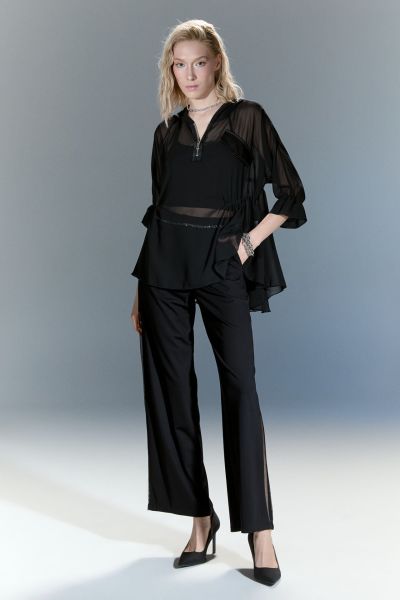 Lamante Tül Kapşonlu Bluz - Siyah