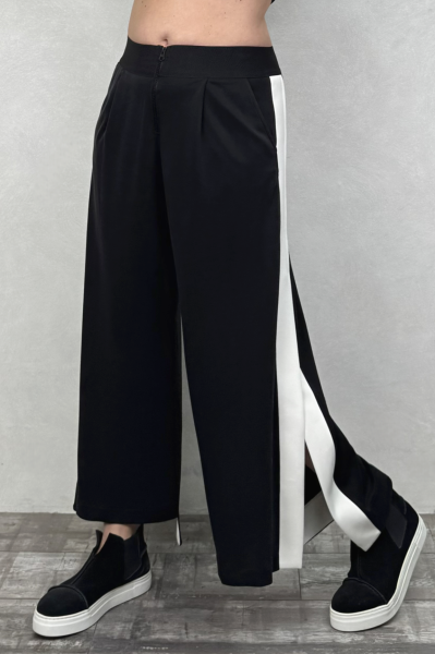 Lamante Nona Modal Yırtmaçlı Pantolon - Siyah