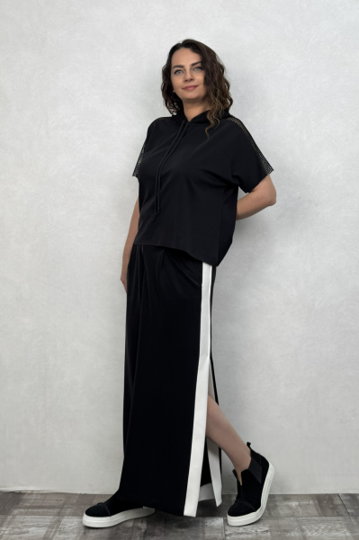 Lamante Nona Modal Yırtmaçlı Pantolon - Siyah